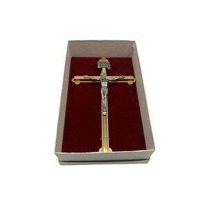 Gold Tone and Pewter 8 Inch NIB Crucifix Christian Religious Wall Hanging Cross